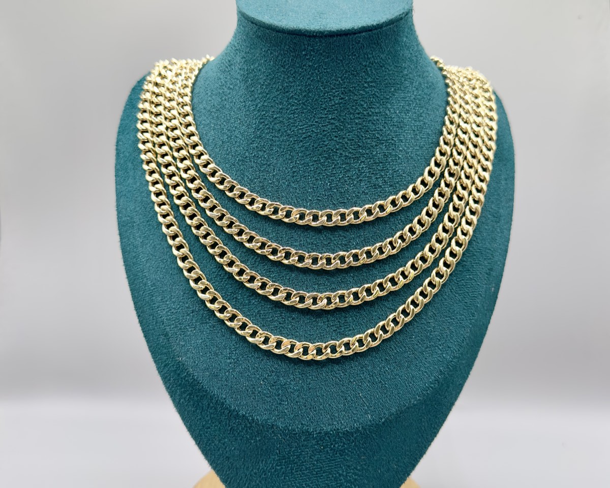 14K Gold Curb Link Chain, 6mm
