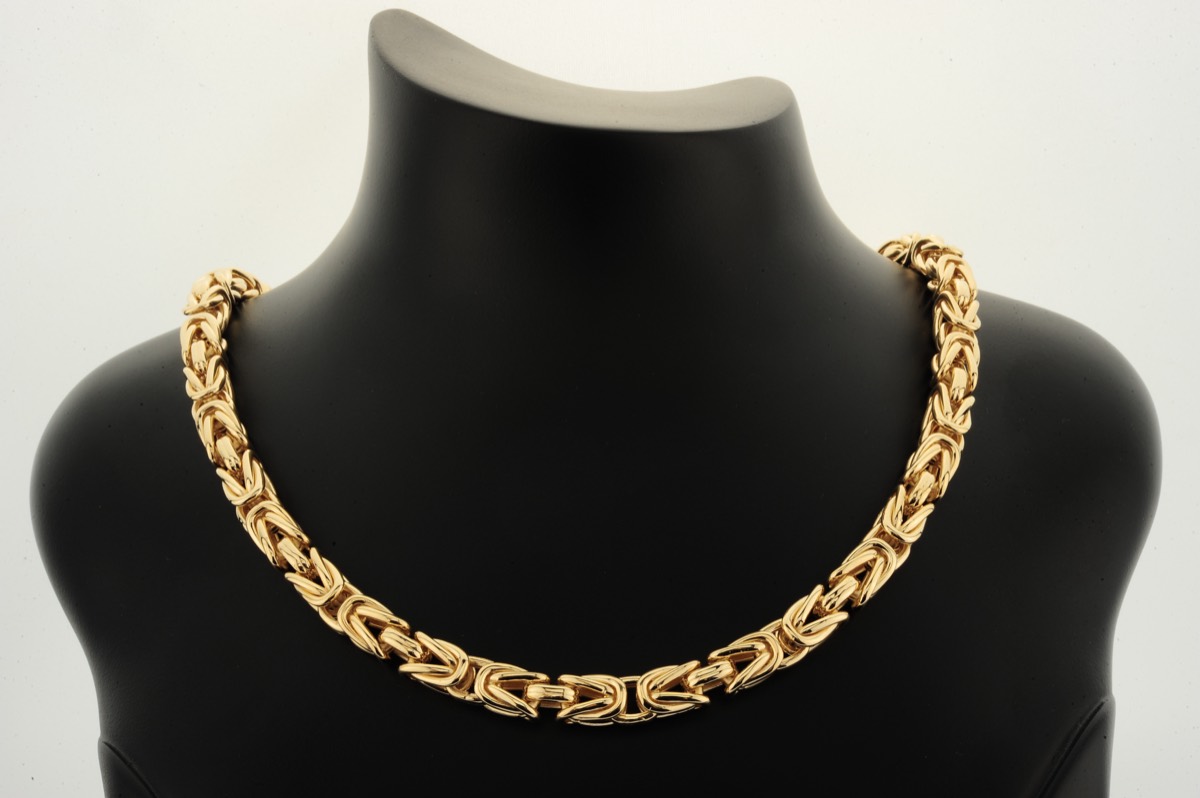 14K Gold Royal Woven Link Necklace and Bracelet Set, 9mm